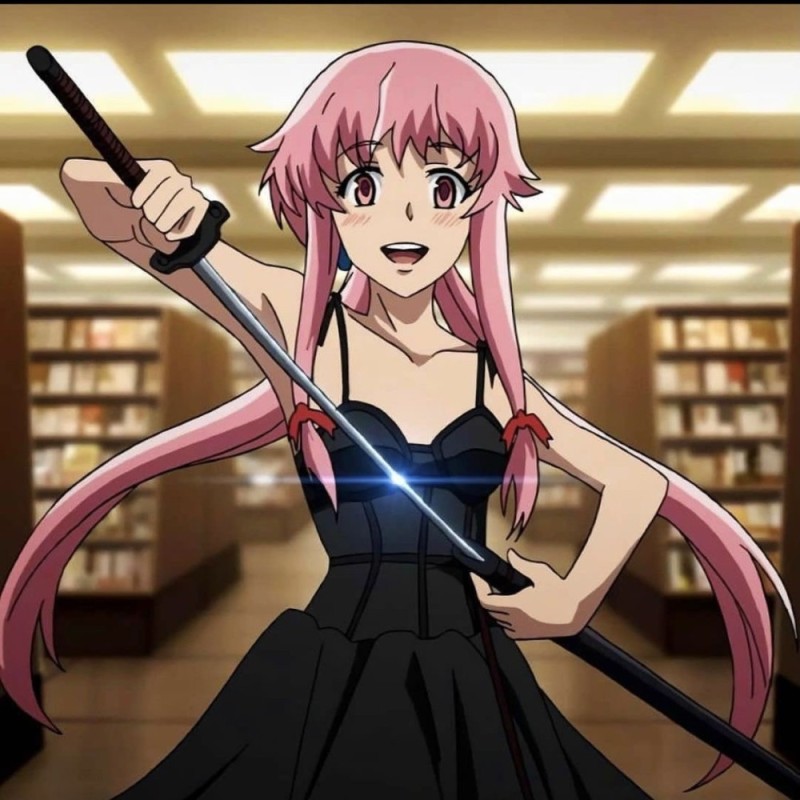 Create meme: Yuno Gasai moments from anime, yuno gasai katana, young gasai anime