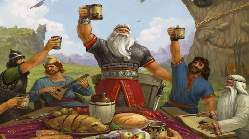 Create meme: the feast in ancient Russia, mead in ancient Russia, Slavic birthday greetings