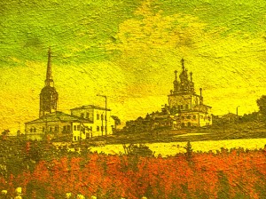 Create meme: impressionism Claude Monet, engraving of the city, painting