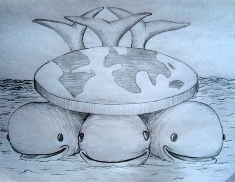 Create meme: illustration, three whales, three whales pencil drawing