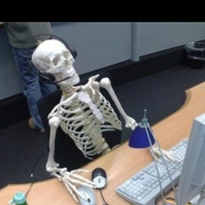 Create meme: skeleton waiting for, skeleton at the computer, the skeleton of the PC meme