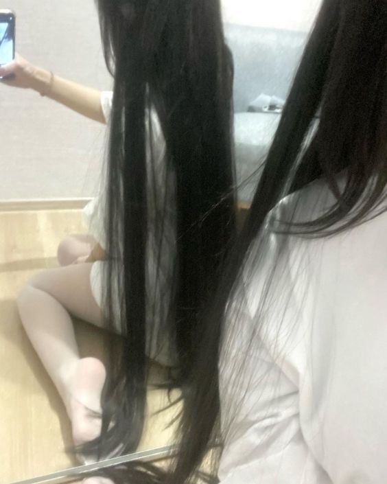 Create meme: black long hair, long hair , beautiful long hair