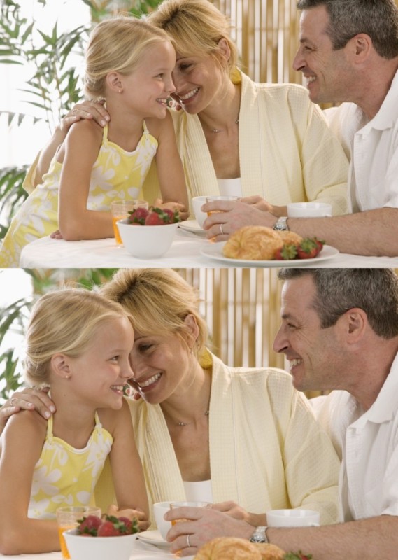 Create meme: happy family , family in a cafe, communication in the family