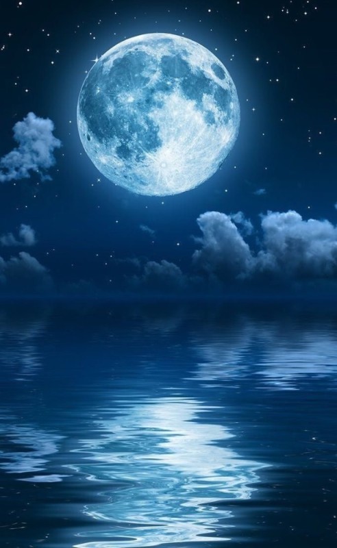 Create meme: beautiful moon , blue moon night, the moon 