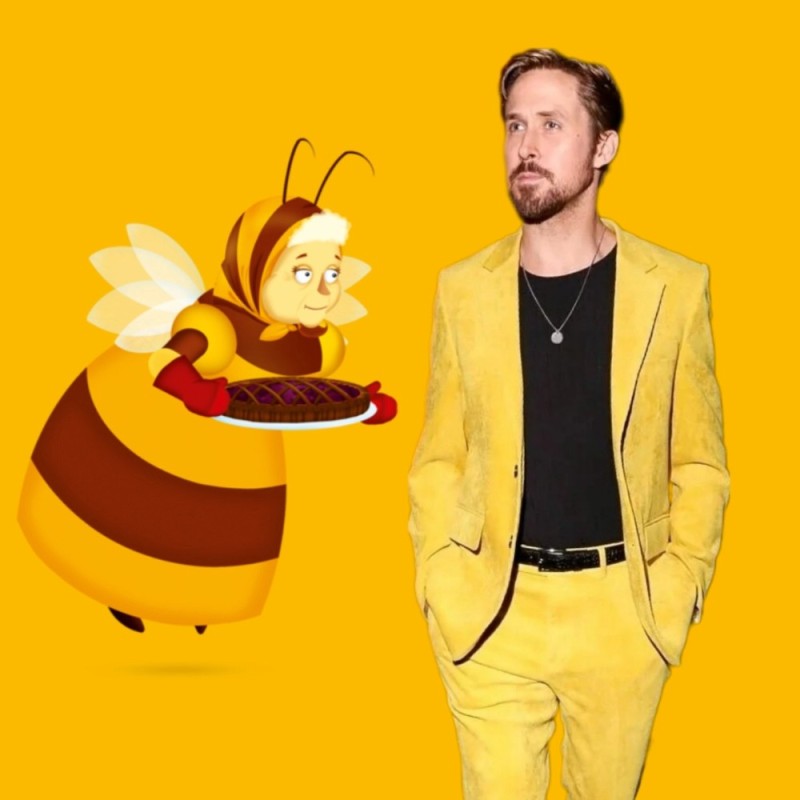 Create meme: Ryan Gosling in a yellow suit, Gosling in a yellow suit, Ryan Gosling 