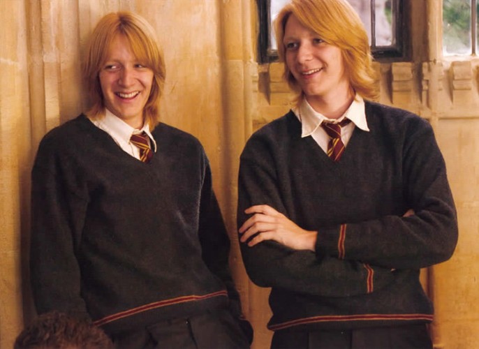 Create meme: Harry Potter , Harry potter the weasley twins, Fred and george weasley