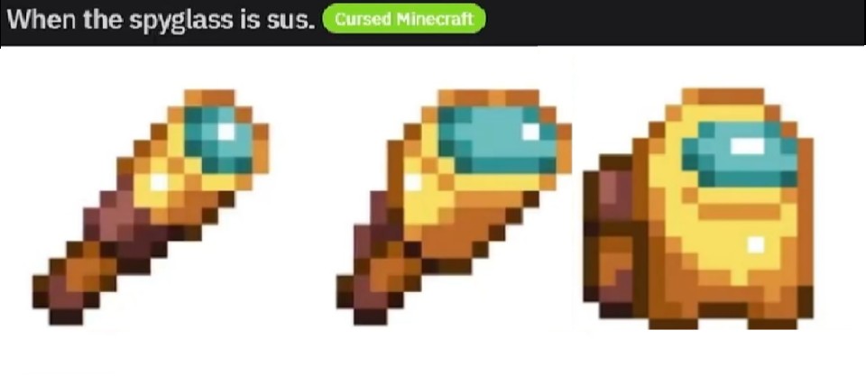 Create meme: minecraft spyglass, pixel amogus, minecraft items