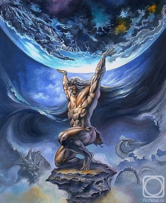 Create meme: atlantean god, Atlas holds the sky, Atlas holds the firmament painting