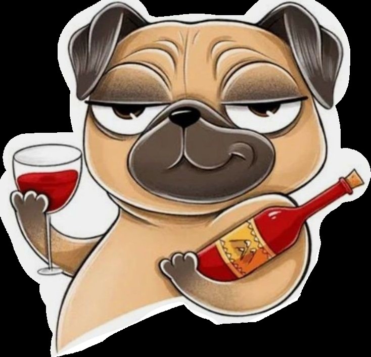 Create meme: pug sticker, pug stickers for whatsapp, pug with a vinishka