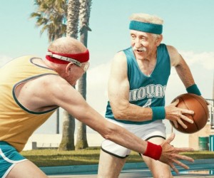 Create meme: old age, sports grandfather, active longevity