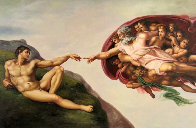 Создать мем: рождение адама микеланджело картина, микеланджело сотворение адама оригинал, картина сотворение адама микеланджело