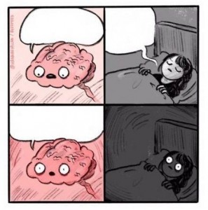 Создать мем: комикс, мозг ночью мем, мем с мозгом и спящим человеком
