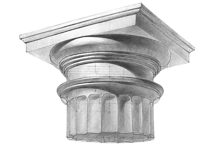 Создать мем: дорическая капитель, рисунок капители, ордер гипсовый капитель дорическая