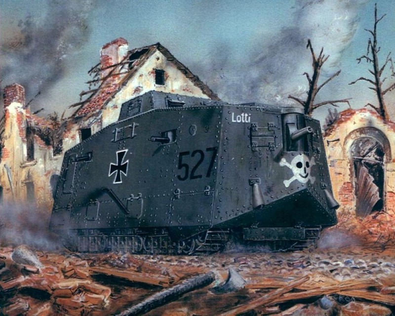 Create meme: a7v tank, World War 1 tank, German tank of the First World War a7v