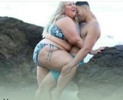 Create meme: fat women on the beach, plus size, woman