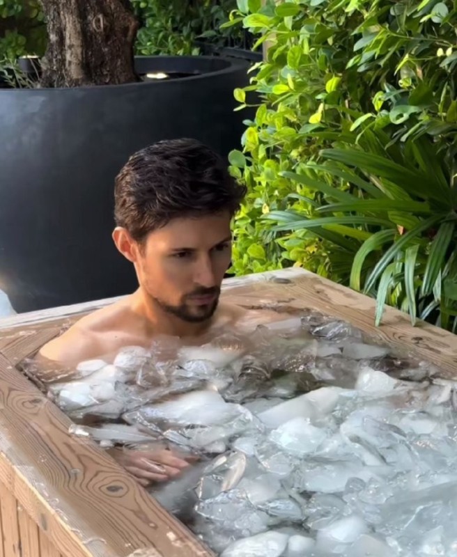 Create meme: Pavel Durov 2024, ice bath, pavel durov 