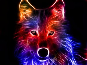 Create meme: glowing wolf, wolf neon, neon animal art