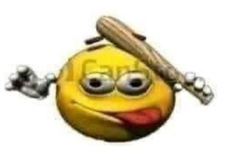 Create meme: smiley face with a bat, rusty stickers, emoticons 