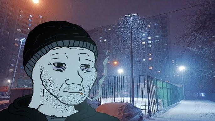 Создать мем: wojak, зима думер, думер панельки