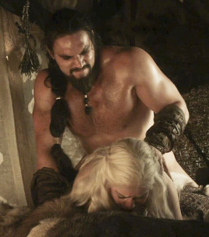 Create meme: game of thrones , Jason Momoa Khal Drogo and Khaleesi, body part