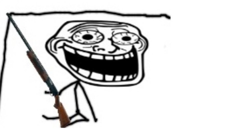 Create meme: trollface with a gun, trollface meme, trollface massacre