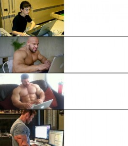 Create meme: a wrestler with a laptop, Jock with a laptop, Jock meme