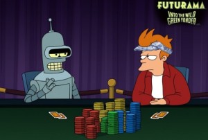 Create meme: F, poker and the brain, fry and Bender collage