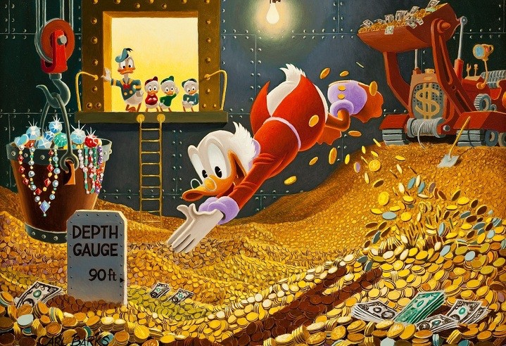 Create meme: Scrooge McDuck in gold, Scrooge McDuck , scrooge McDuck painting