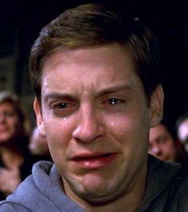 Create meme: Peter Parker crying meme, Tobey Maguire crying
