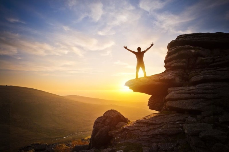 Create meme: a man on top of a mountain, motivation, motivation success