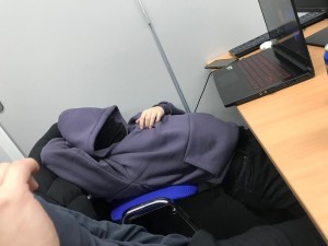 Create meme: sleeping on the job, at work, feet