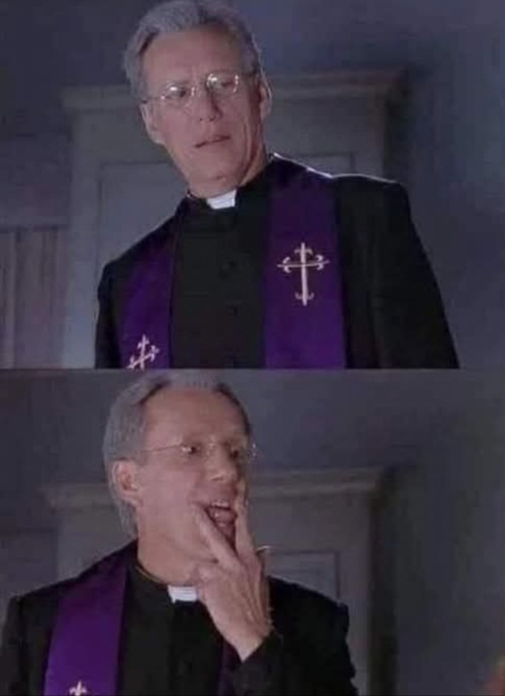 Create meme: priest fuck, fuck father, The exorcist James Woods