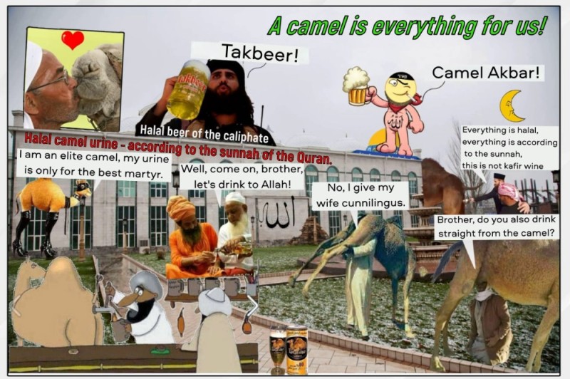 Create meme: al , camel urine, muslim memes