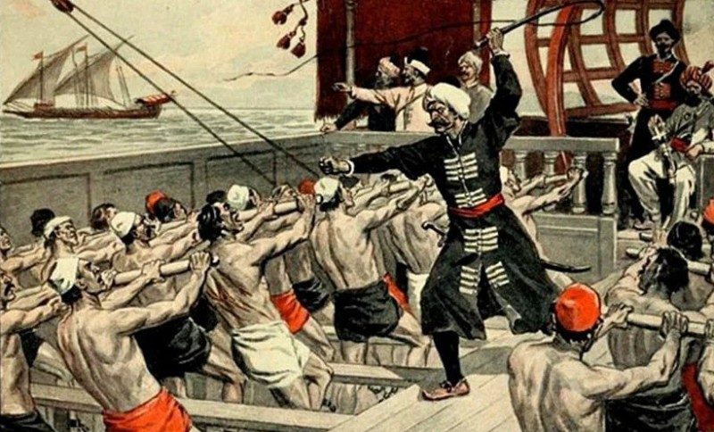 Create meme: a galley slave, galley slaves, Berber pirates of the 18th century