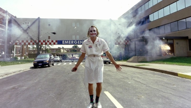 Create meme: The dark Knight Joker blows up the hospital, The joker blows up the hospital, heath ledger joker