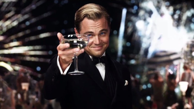 Create meme: DiCaprio's Gatsby with a glass of, Leonardo DiCaprio the great Gatsby, DiCaprio Gatsby