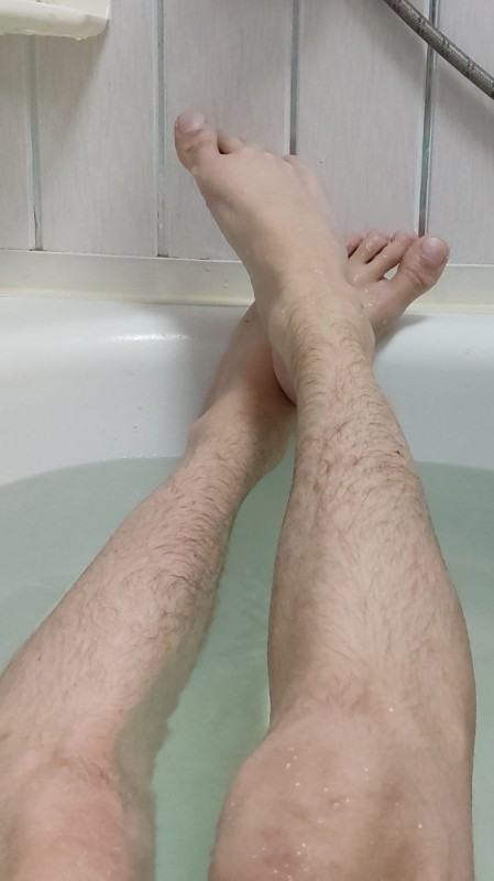 Create meme: feet , body part, men's feet in the bathroom