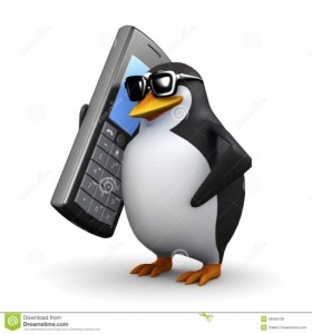 Create meme: penguin with glasses, penguin with phone meme, the penguin with the phone