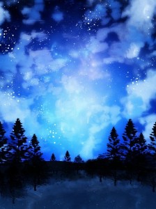 Создать мем: рисунки акварелью ночное небо и лес, косзвездное небо лес рисунок акварель, ночное небо