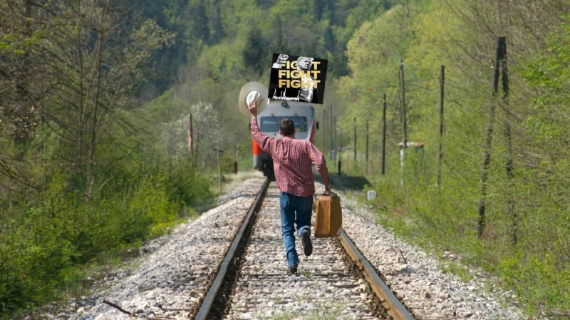 Create meme: Left behind the train, the man who missed the train, The train is leaving