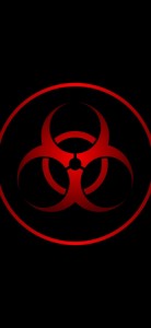 Create meme: biohazard symbol, dark image, sign of virus