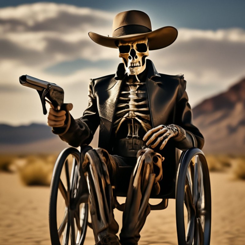 Создать мем: брутальный скелет, скелет с револьвером, крутой скелет