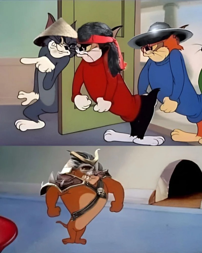 Create meme: Tom and Jerry the cat gang, Tom and Jerry are three cats, Tom and Jerry showdown