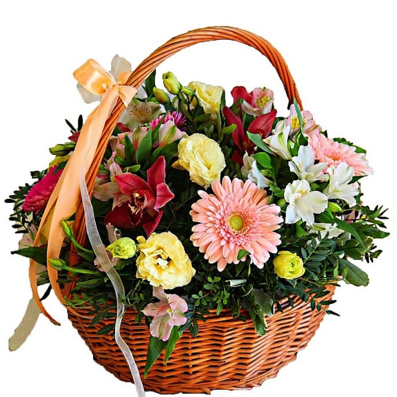 Create meme: basket of flowers , beautiful flower basket, basket with flowers 