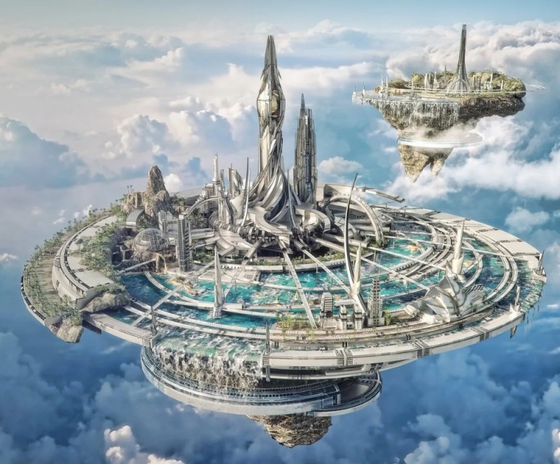 Create meme: the city of the future, fantastic city, The flying city of the future