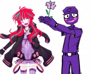 Create meme: Yukari and purple guy