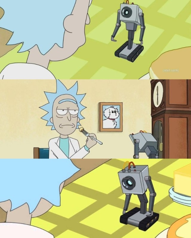 Create meme: the robot from Rick and Morty, Rick and Morty robot for oil, Rick Sanchez is a robot