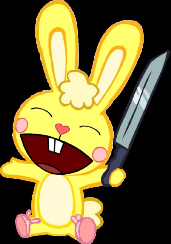 Create meme: htf cuddles, yellow hare happy tree friends, Cuddles happy Three friends