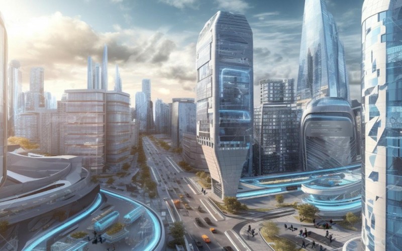 Создать мем: будущее фон, футуристический город будущего, умный город