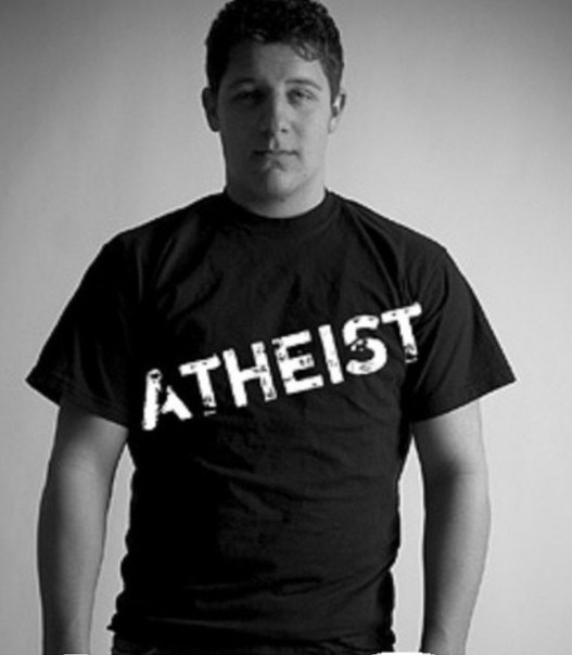 Create meme: guy , atheist , t-shirts